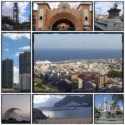 a collage of pictures of cities and buildings at Hotel Nautico in Santa Cruz de Tenerife