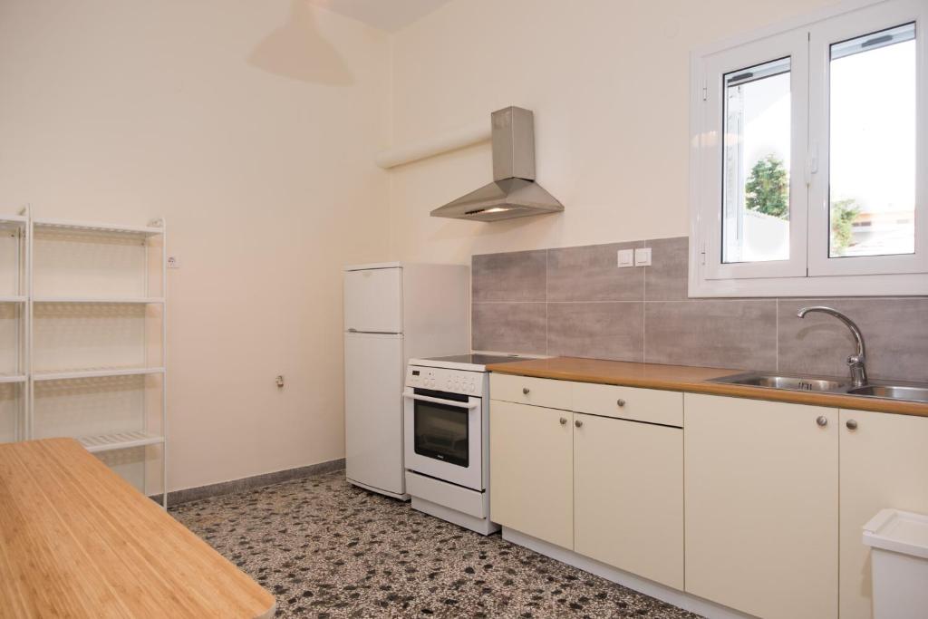 Kuchyň nebo kuchyňský kout v ubytování Spacious apartment on the beachfront