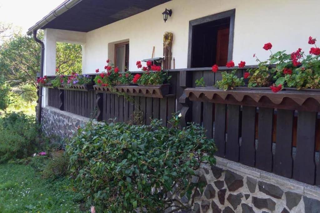 a house with flowers on a fence at Bývanie s výhľadom v lokalite Detva in Detva