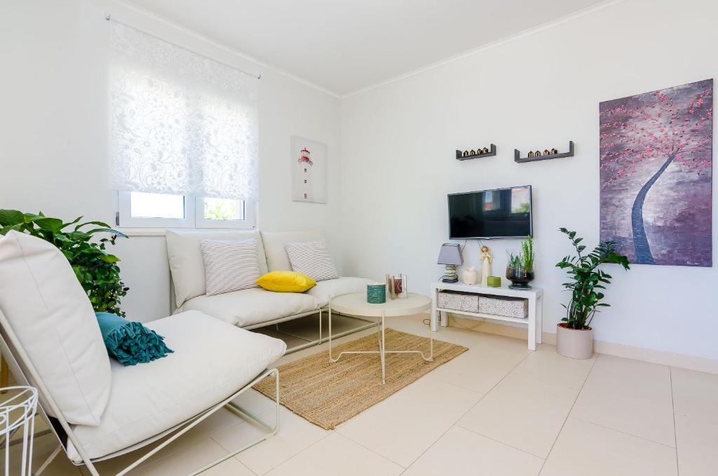 Televízia a/alebo spoločenská miestnosť v ubytovaní Adriatic Sunny Apartments