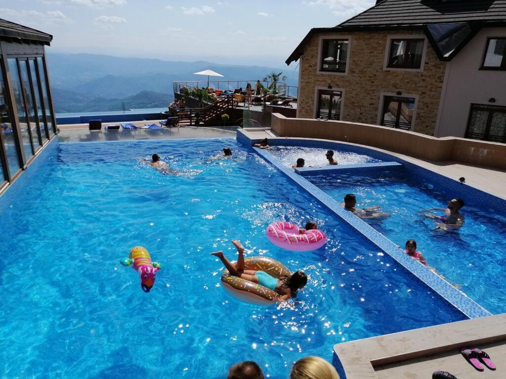 eine Gruppe von Menschen, die in einem Schwimmbad spielen in der Unterkunft Apartment Harmony B&K in Kopaonik