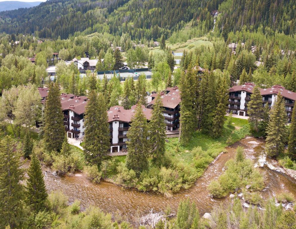 an aerial view of a resort with trees at Vail Racquet Club Mountain Resort in Vail