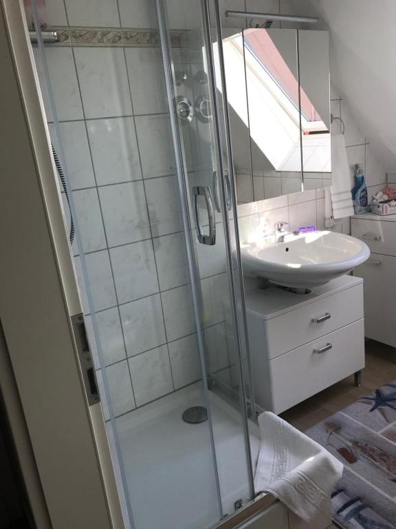 Koupelna v ubytování Residenz am Peeneplatz