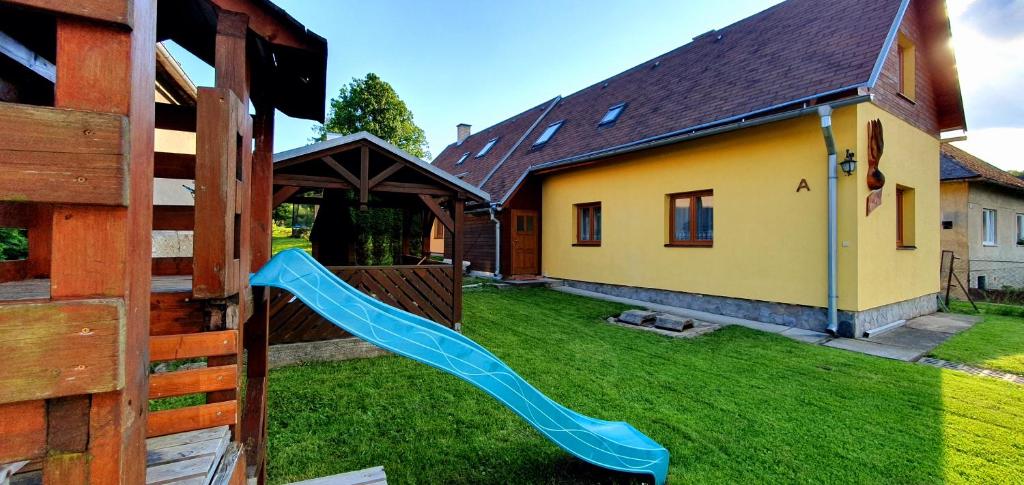 A garden outside Vilka Cibulka a chata Cesnačik