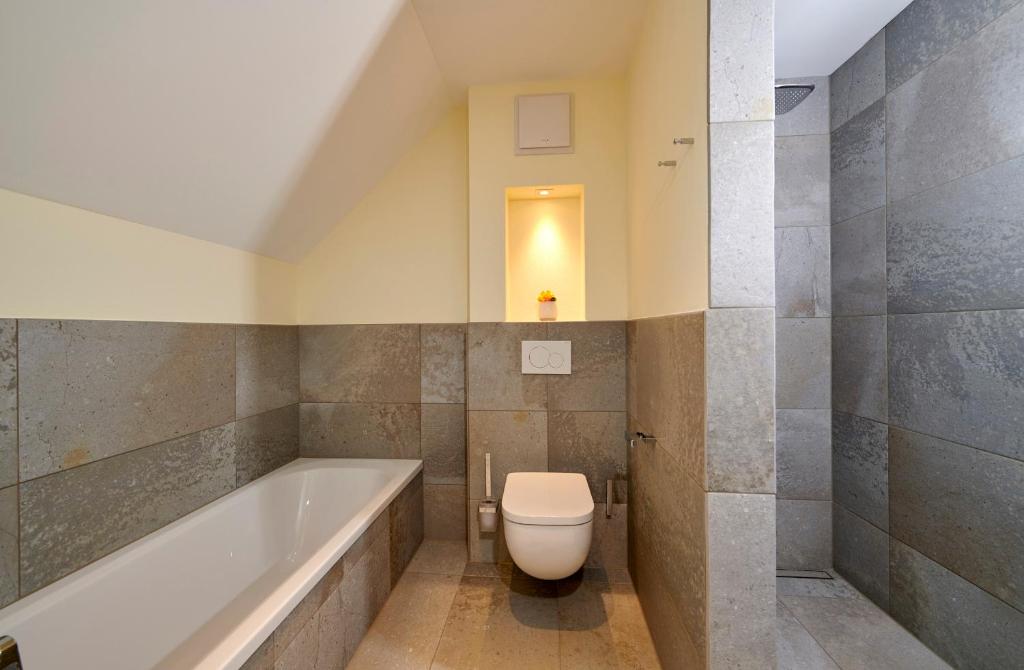 Koupelna v ubytování Bachhof Resort Apartments