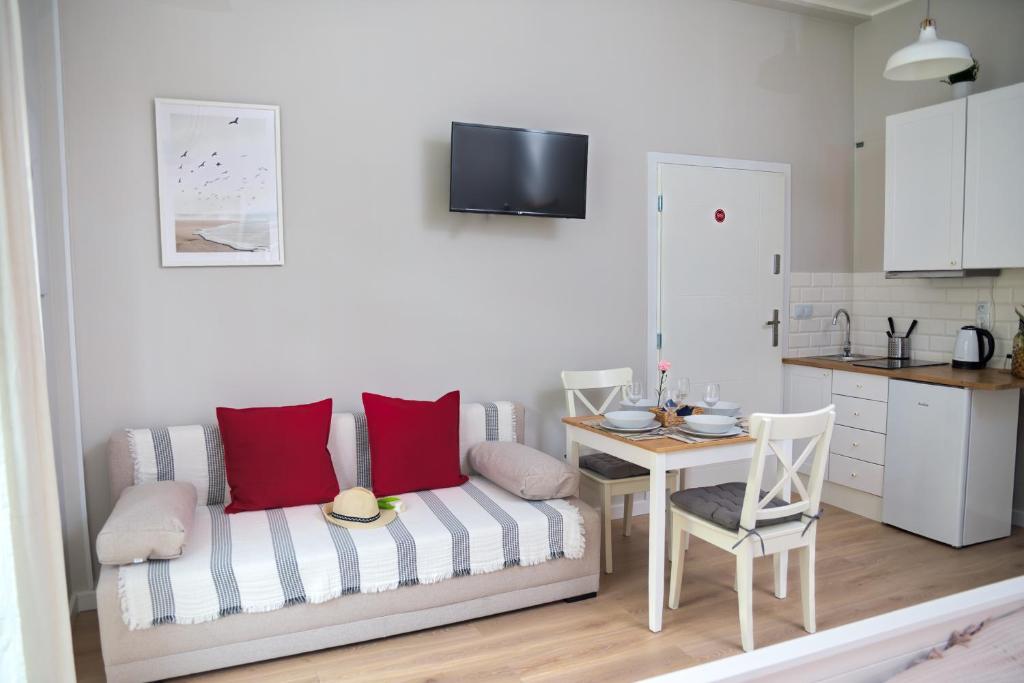 Kuchyň nebo kuchyňský kout v ubytování Portofino Seaside Apartments