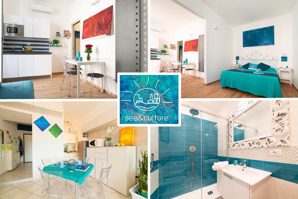 a collage of photos of a kitchen and a living room at Sea & Culture - 5 Terre La Spezia in La Spezia