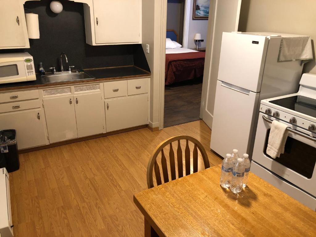 Kuchyň nebo kuchyňský kout v ubytování Angeles Motel