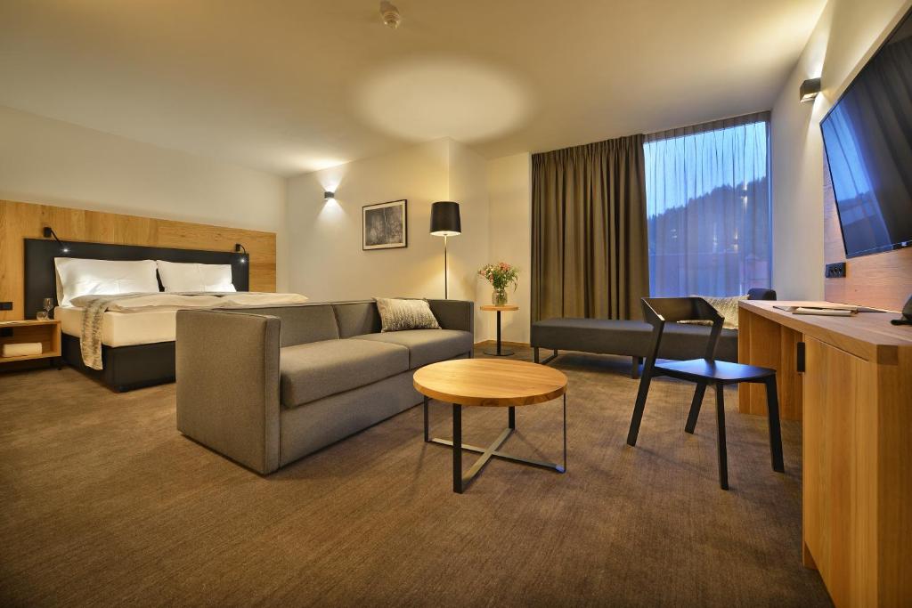 TV a/nebo společenská místnost v ubytování Grand Hotel Hradec