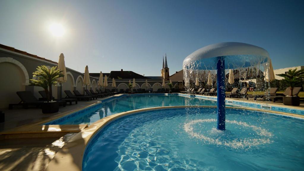 einem Pool mit einer Blase im Wasser in der Unterkunft Hotel Astoria in Hunedoara