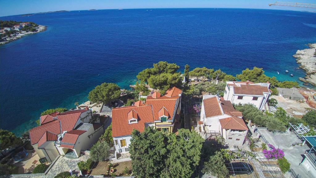 an aerial view of a house by the water at Holiday Home Andrea in Primošten