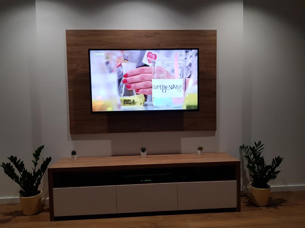 Telewizja i/lub zestaw kina domowego w obiekcie MarSim Lux apartman Zagreb