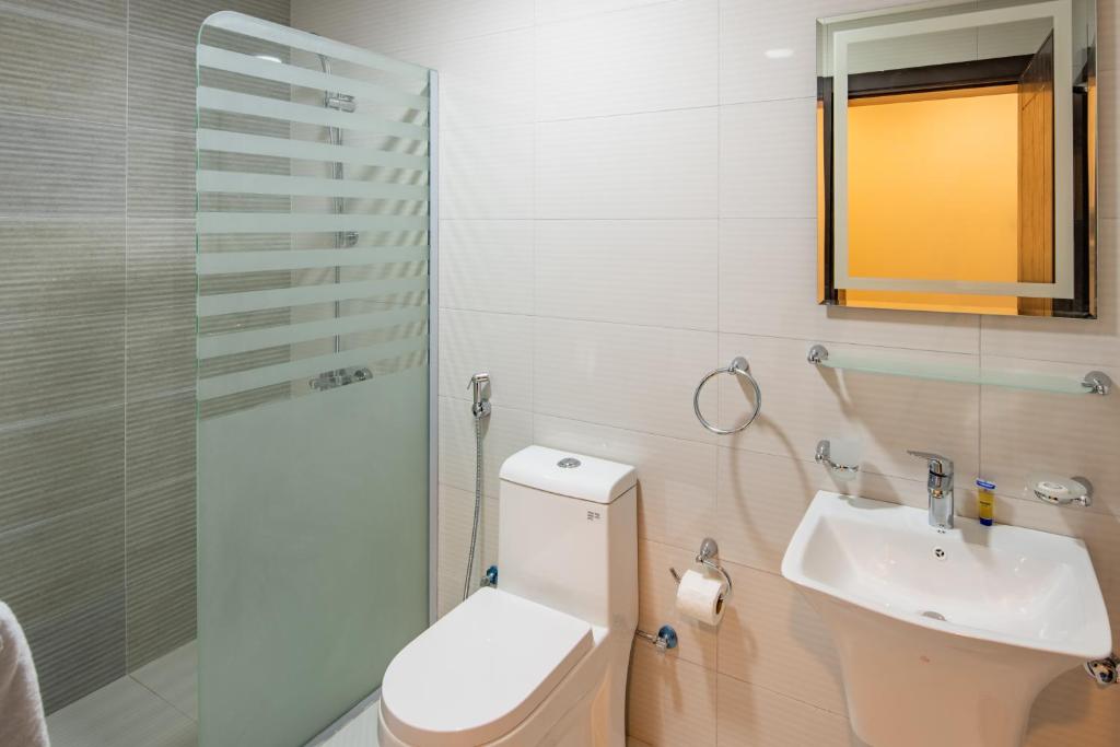 Koupelna v ubytování Semat ApartHotel
