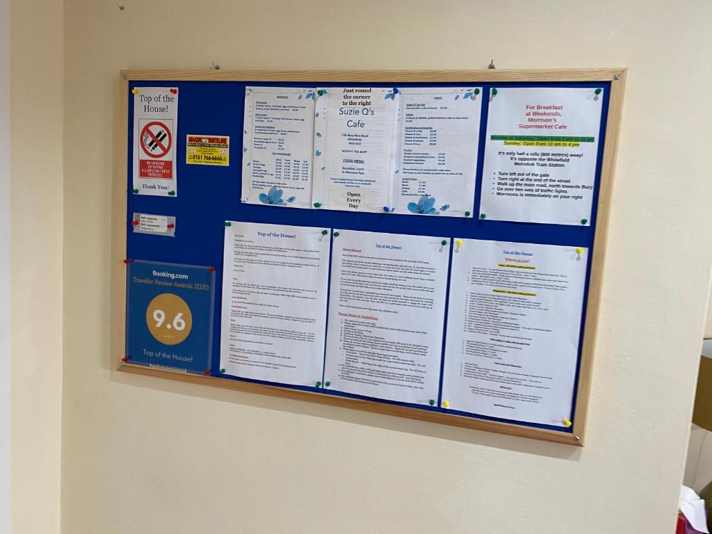 Certifikát, hodnocení, plakát nebo jiný dokument vystavený v ubytování Top of the House!