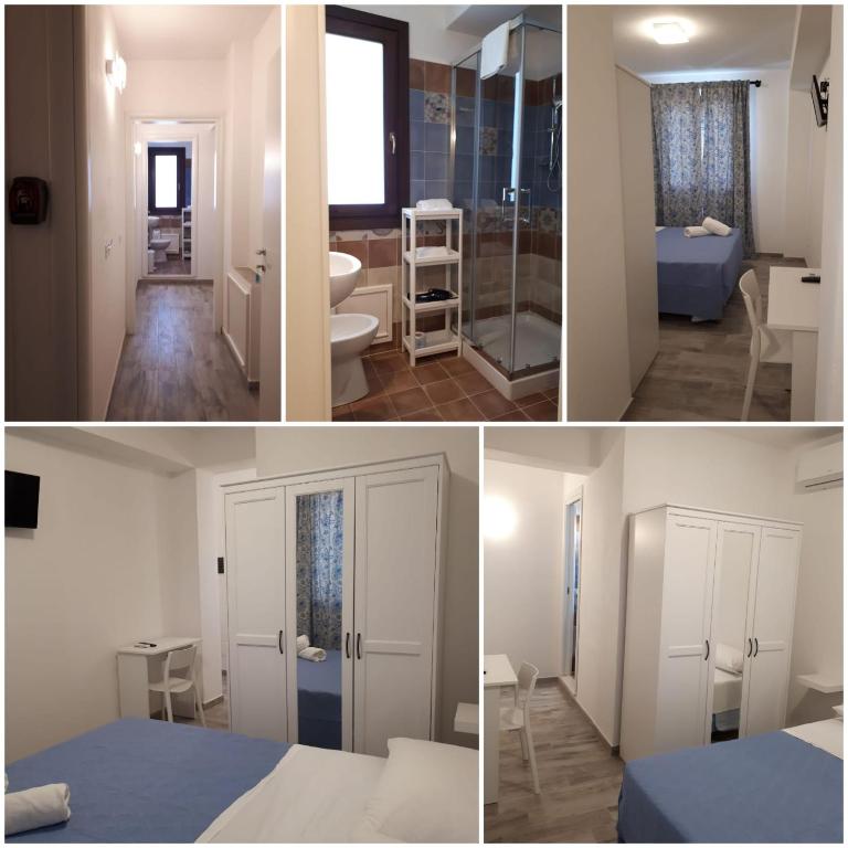 three images of a room with a bed and a bathroom at Cuor di leone guest house in Favignana