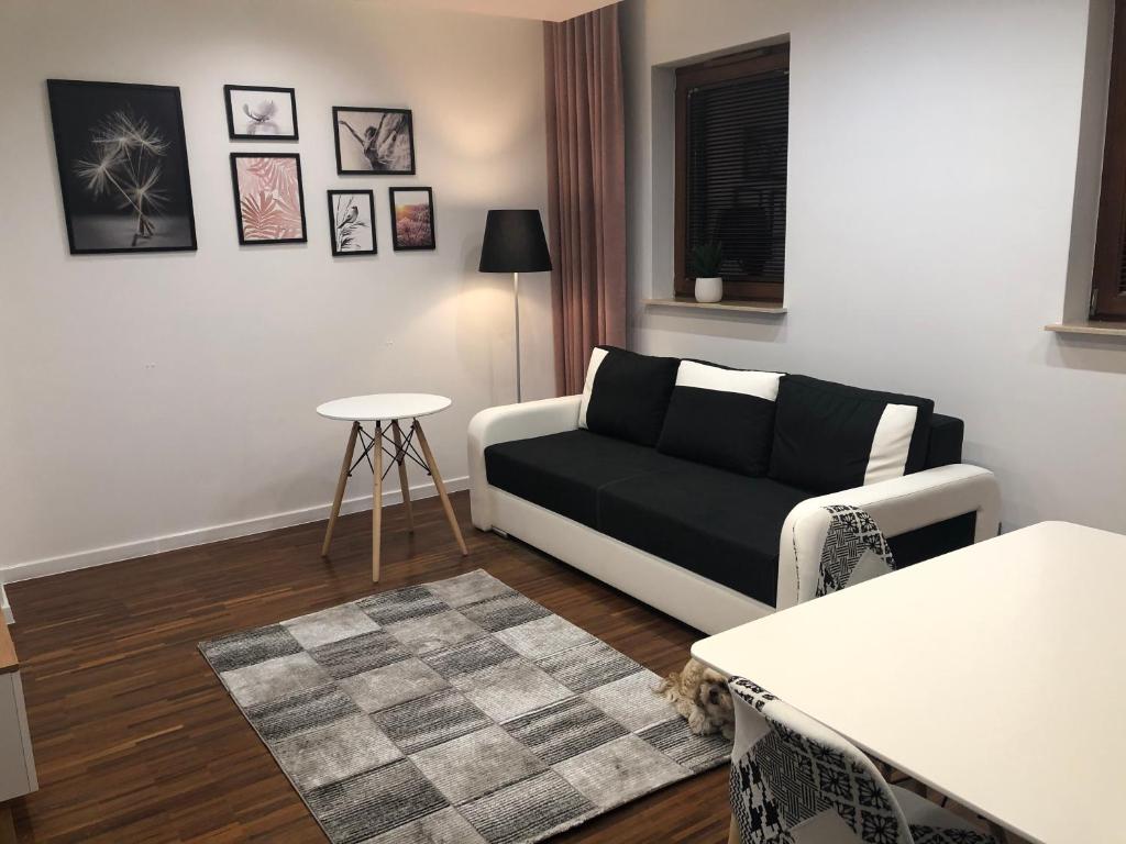 sala de estar con sofá y mesa en Apartament Scandinavia, en Świnoujście