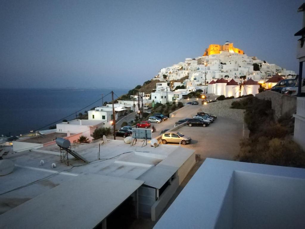 a view of a mountain with a parking lot at Θέαστρον - Theastron house with great view in Chora in Pera Gyalos