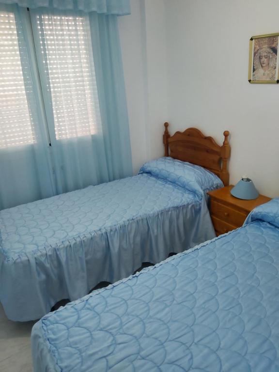 - une chambre avec 2 lits et 2 fenêtres dans l'établissement Sol y playas, à Conil de la Frontera