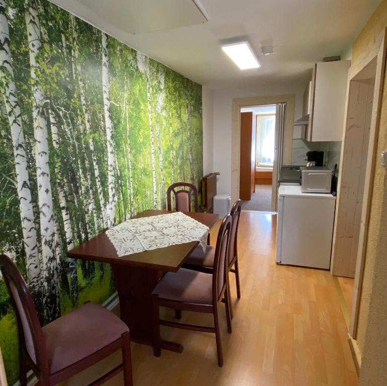Kuchyň nebo kuchyňský kout v ubytování Schröder's Motel