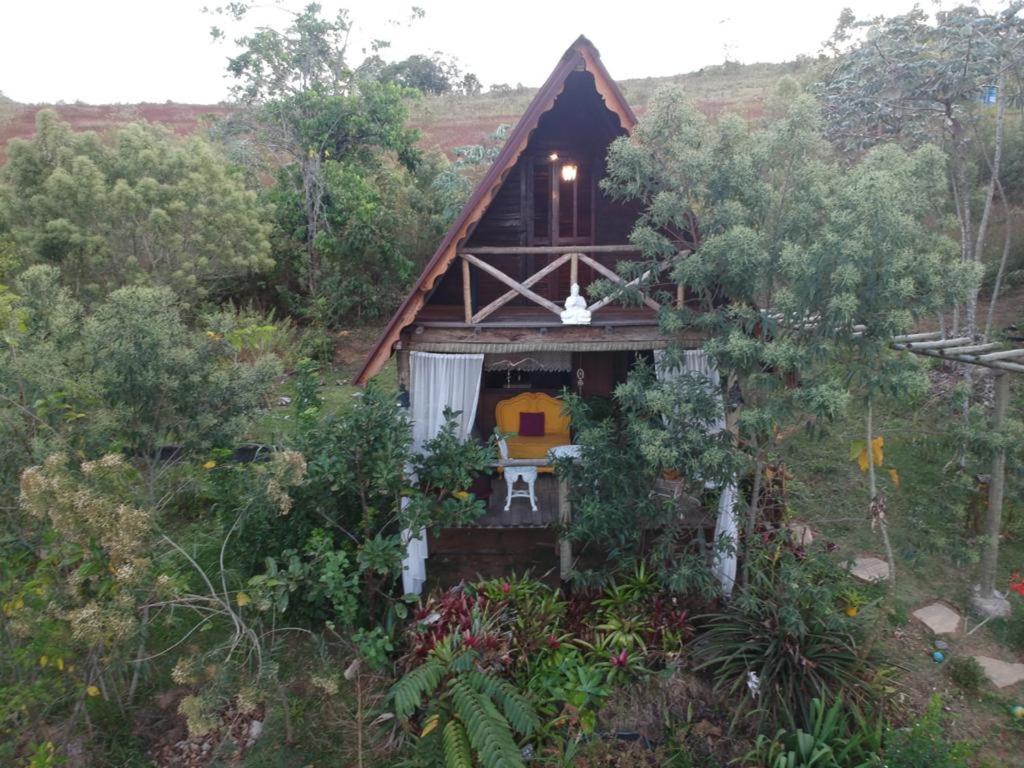 a small house in the middle of a forest at Cabana Alecrim do Campo in Itatiaia