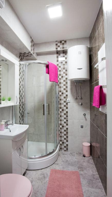 Koupelna v ubytování Apartman Petreš