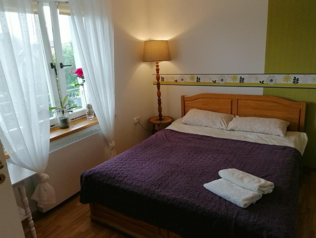 Postel nebo postele na pokoji v ubytování Dommieszkalny