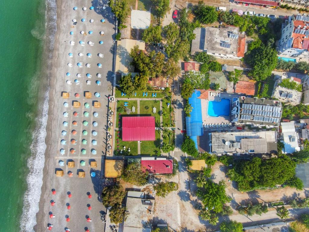 an overhead view of a city with buildings at Yücel Hotel in Fethiye