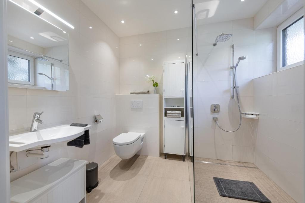 Koupelna v ubytování Appartements Prunner