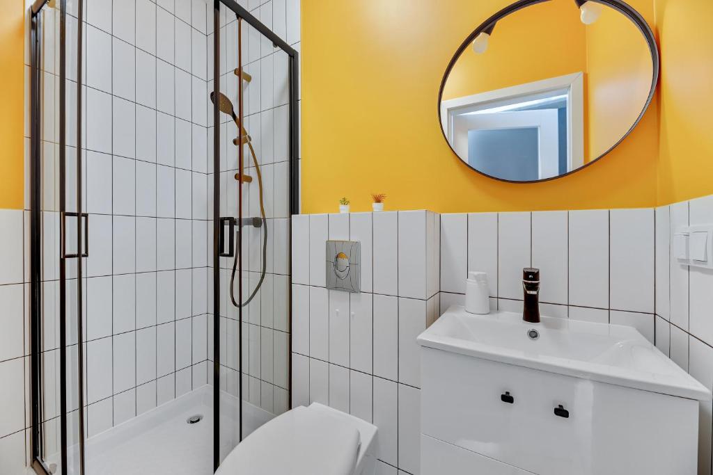 Kúpeľňa v ubytovaní Apartamenty Świętej Barbary