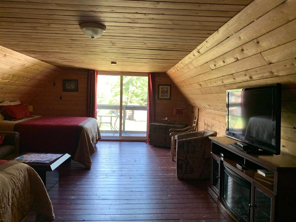 TV a/nebo společenská místnost v ubytování L'Auberge Refuge du Trappeur