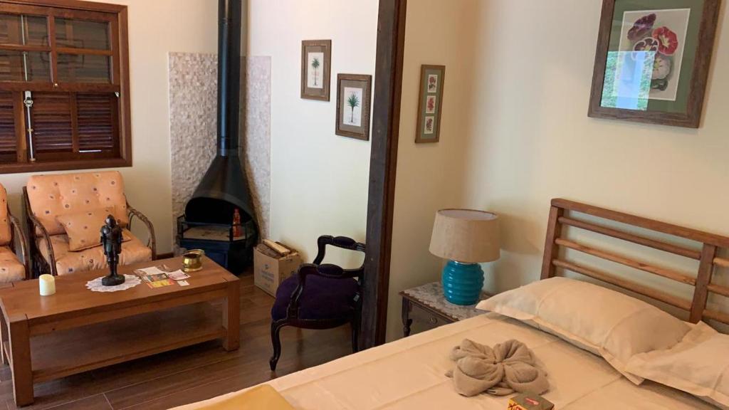Letto o letti in una camera di Refúgio das Araucárias