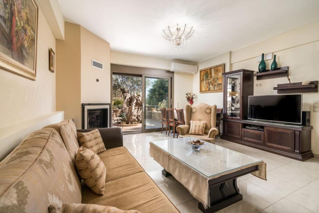 TV a/nebo společenská místnost v ubytování Villa Olive Tree