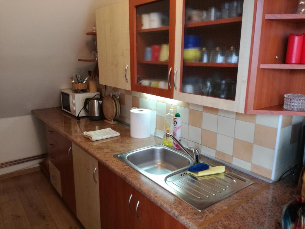 A kitchen or kitchenette at Apartmány Lenko - near thermal aquapark Tatralandia
