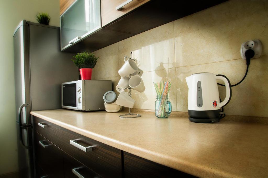 Kuchyňa alebo kuchynka v ubytovaní Apartament Pomarańczowy Narutowicza 11