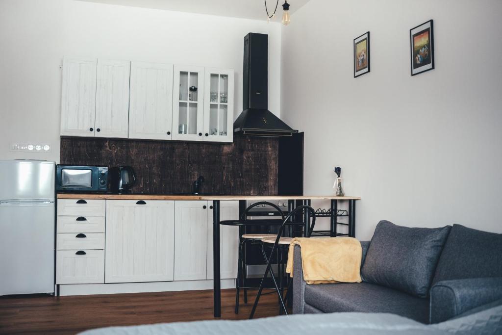 Kuchyň nebo kuchyňský kout v ubytování Apartmány na náměstí
