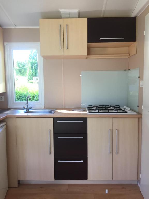 Kuchyň nebo kuchyňský kout v ubytování Camping La Prairie