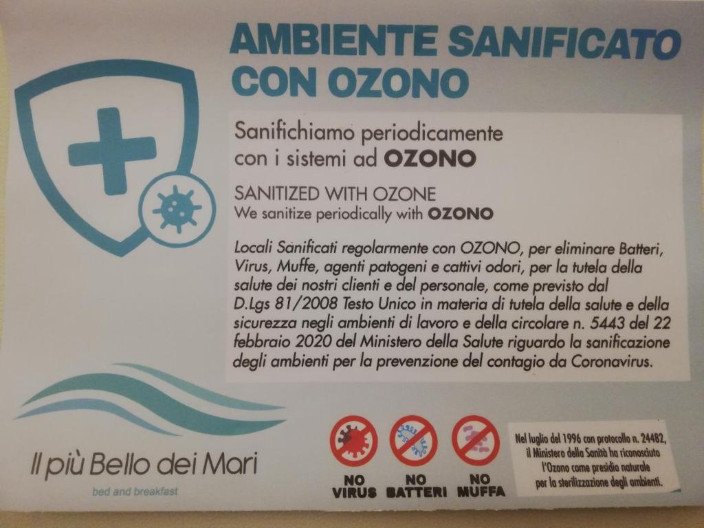Certifikát, hodnocení, plakát nebo jiný dokument vystavený v ubytování B&B Il più bello dei mari
