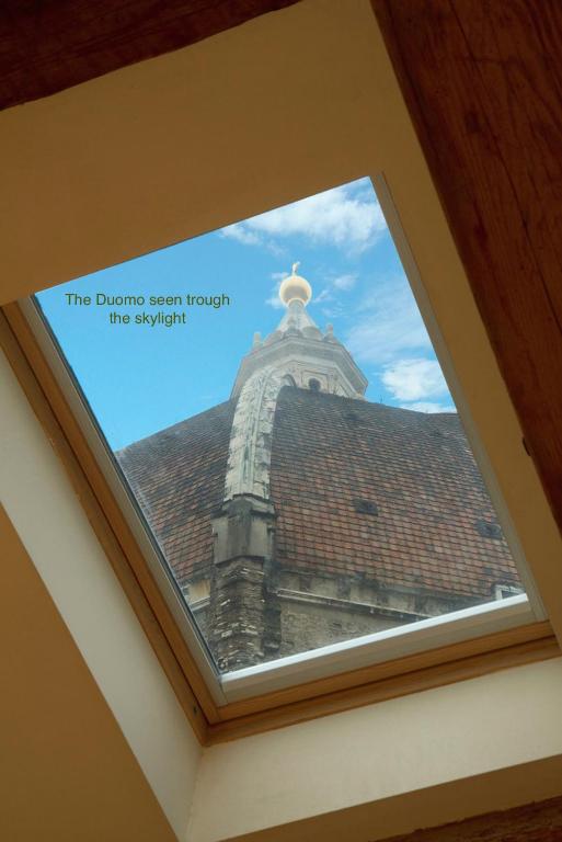 okno na dachu budynku w obiekcie The Flora and Florian Apartments - The feeling of touching the Duomo we Florencji