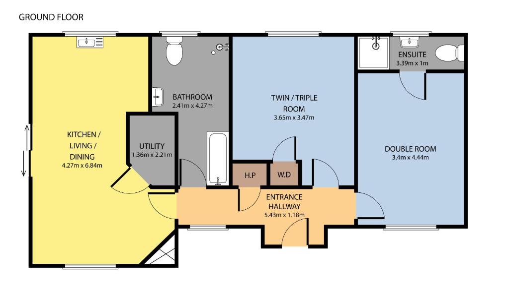 Půdorys ubytování Kilmore Cottages Self - Catering
