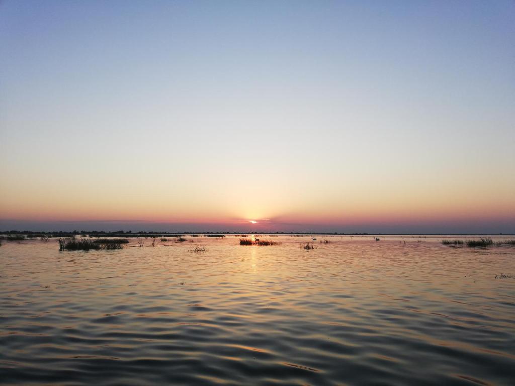 a sunset over a large body of water at L.M. in Sulina