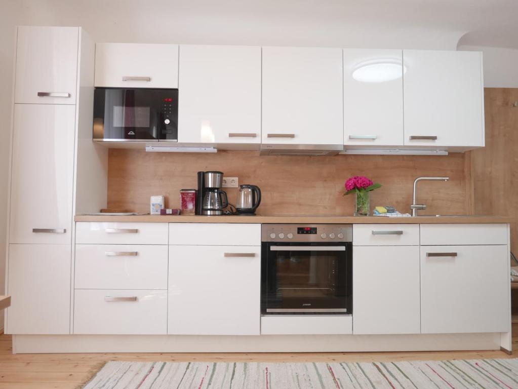 A kitchen or kitchenette at Appartement Katharina 2 Personen Hallein bei Salzburg