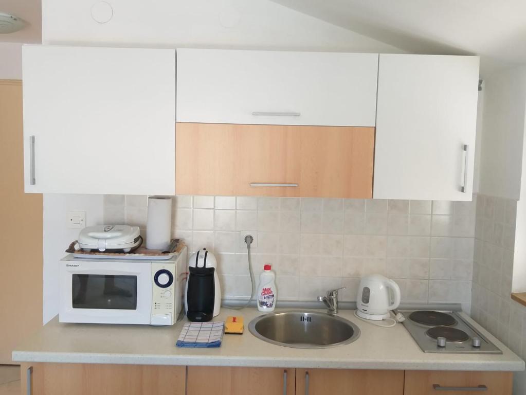 Kuchyň nebo kuchyňský kout v ubytování Apartmani Ana