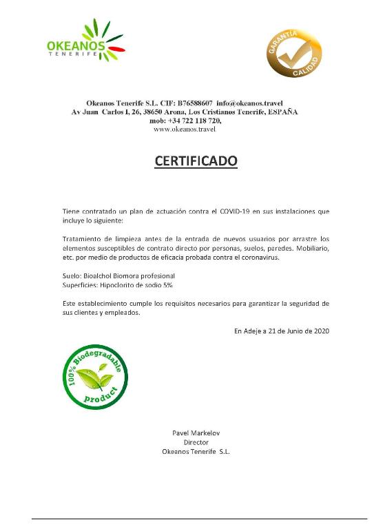 Certifikát, ocenenie alebo iný dokument vystavený v ubytovaní Okeanos fantastic 2 bedrooms VR-PN