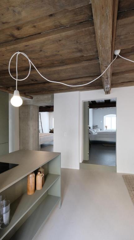 Kuchyň nebo kuchyňský kout v ubytování CHARMANTES APARTMENT im Herzen von Linz