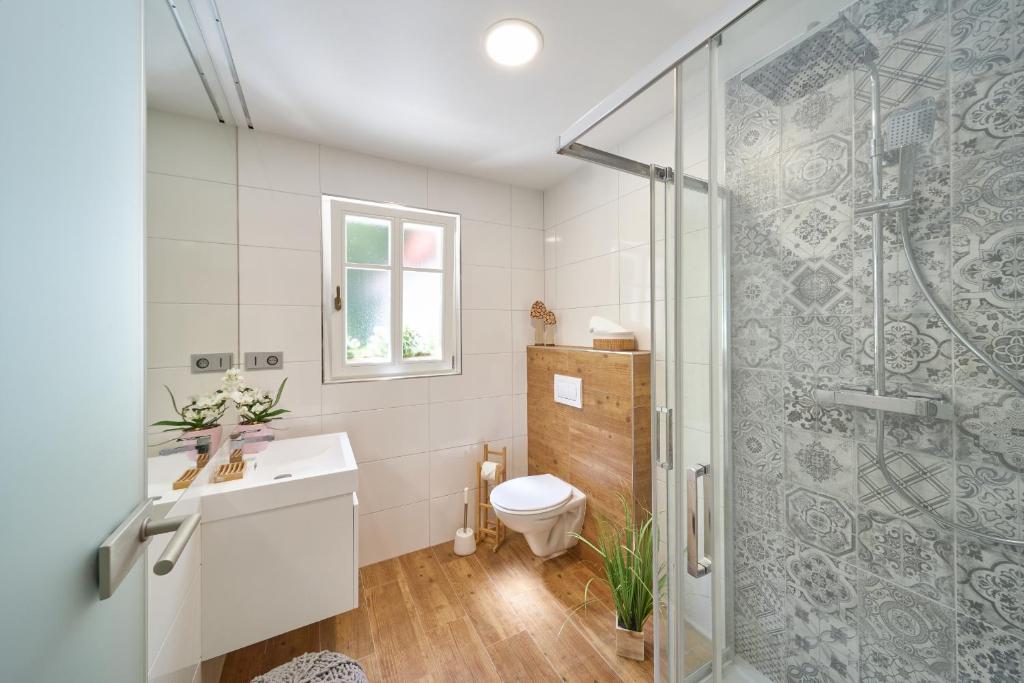Koupelna v ubytování Apartmány CHALLUPA