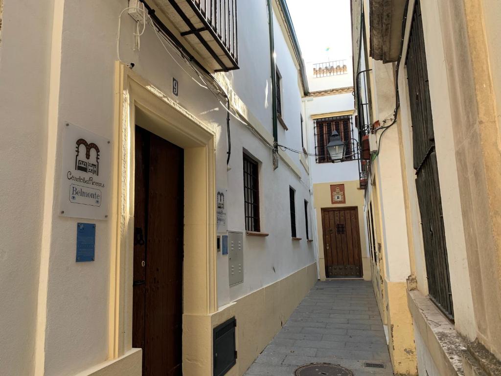 un callejón estrecho con una puerta en un edificio en Belmonte Rooms, en Córdoba