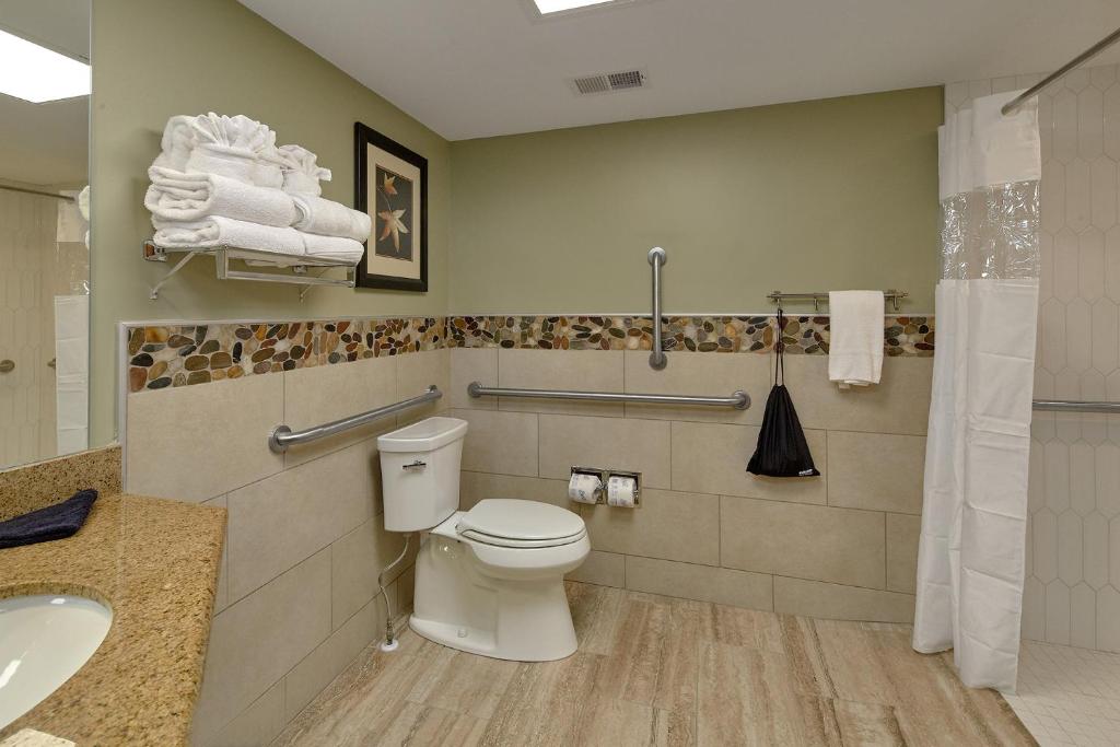 a bathroom with a toilet and a sink at The Inn On The River in Pigeon Forge