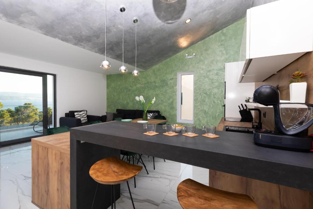 Kuchyň nebo kuchyňský kout v ubytování Apartments Ban