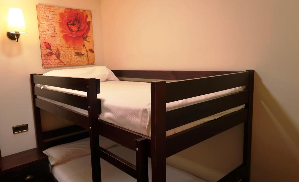 a bunk bed in a room with a painting on the wall at Hotel Urogallo in Vielha