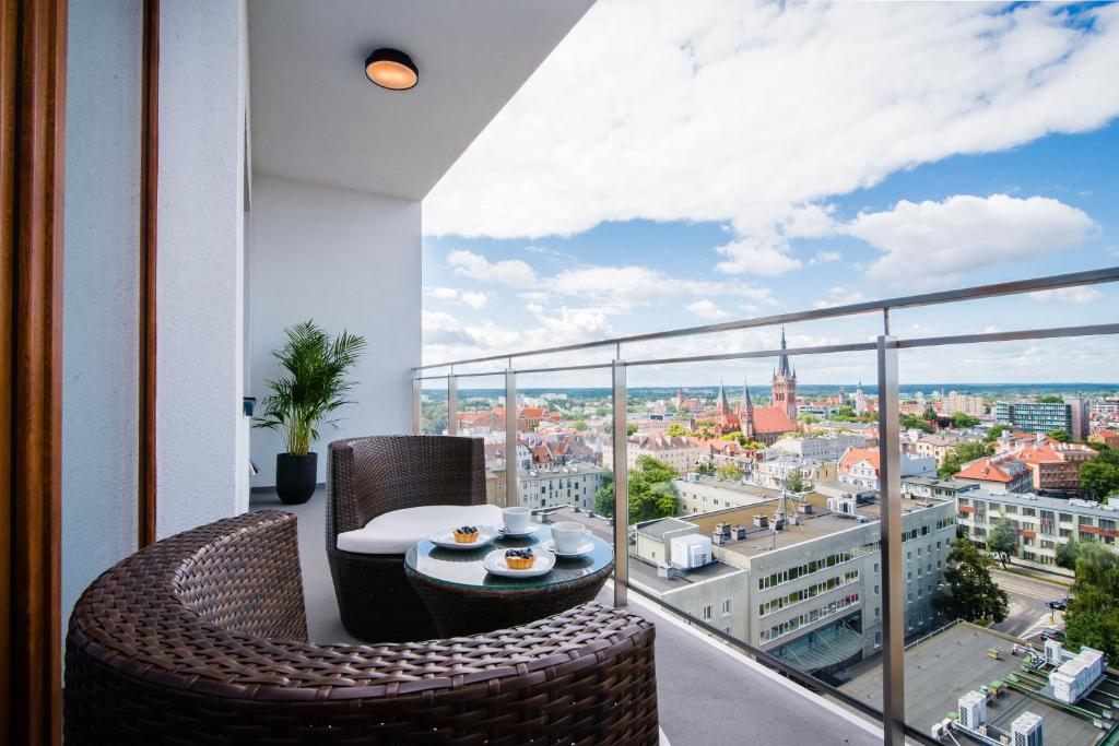 Balkón alebo terasa v ubytovaní Apartament WIDOK